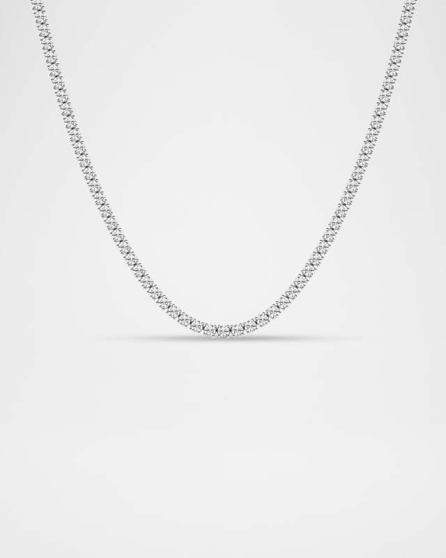 Lab Grown Diamond 18K White Gold Round Line Necklace, 16"L, 10ctw
